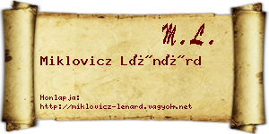 Miklovicz Lénárd névjegykártya